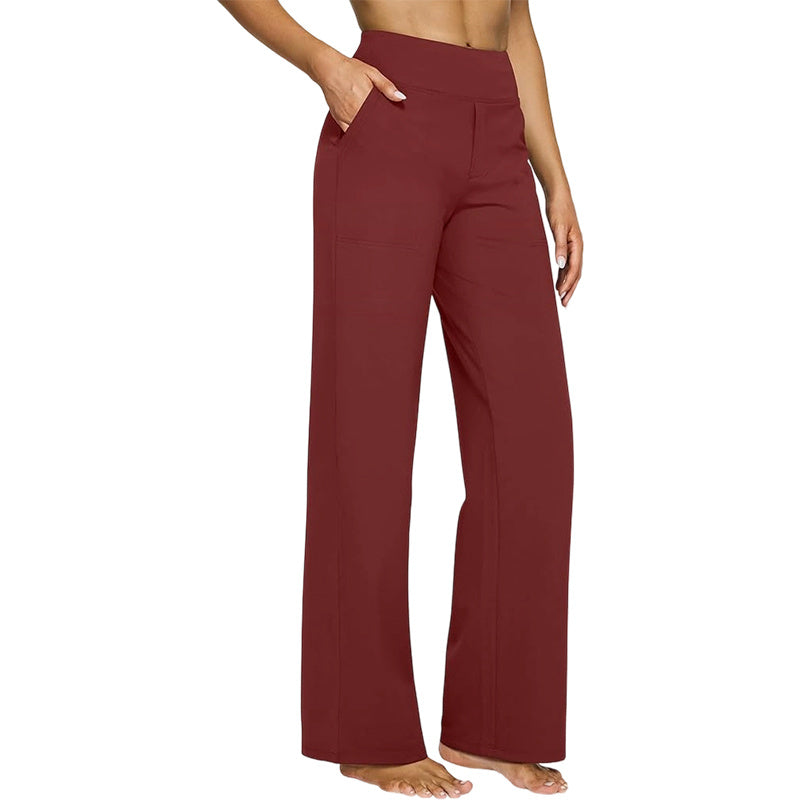Women's Yoga Pants, Wide Leg Pants with Pockets, High Waist, Stretchy, Casual Sweatpants, Available in Petite/Regular/Tall Sizes