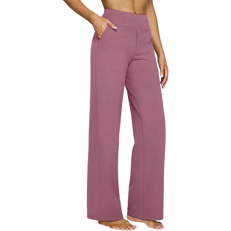 Women's Yoga Pants, Wide Leg Pants with Pockets, High Waist, Stretchy, Casual Sweatpants, Available in Petite/Regular/Tall Sizes