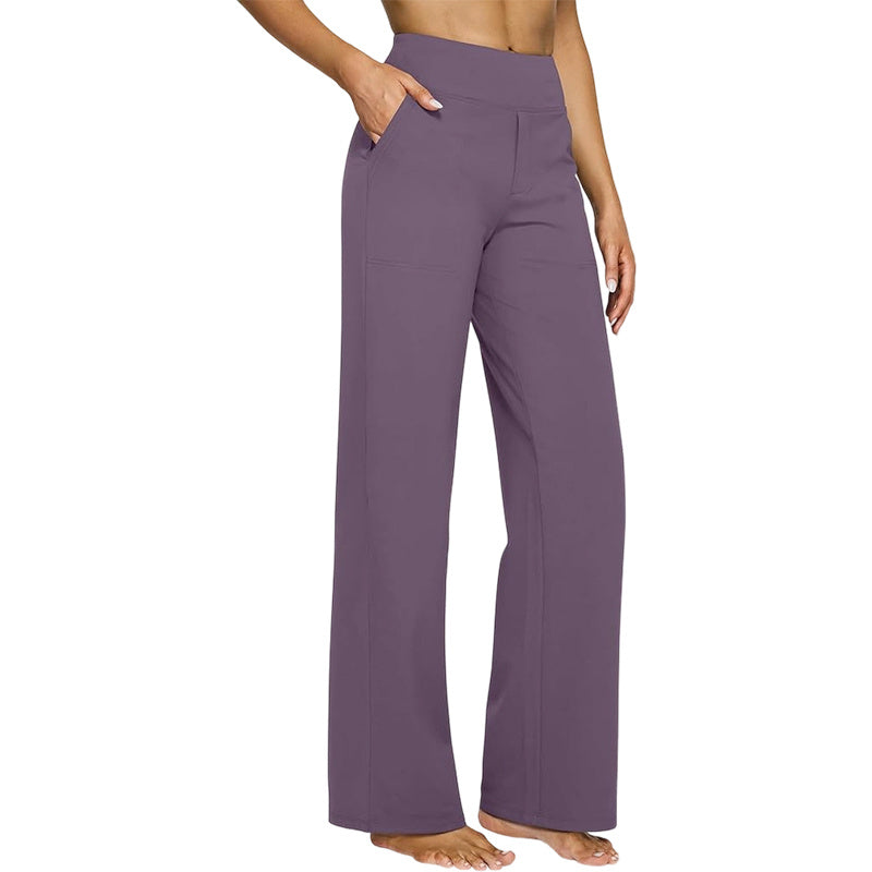 Women's Yoga Pants, Wide Leg Pants with Pockets, High Waist, Stretchy, Casual Sweatpants, Available in Petite/Regular/Tall Sizes