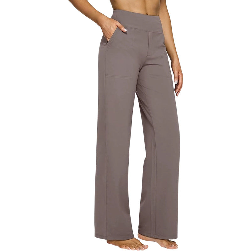 Women's Yoga Pants, Wide Leg Pants with Pockets, High Waist, Stretchy, Casual Sweatpants, Available in Petite/Regular/Tall Sizes