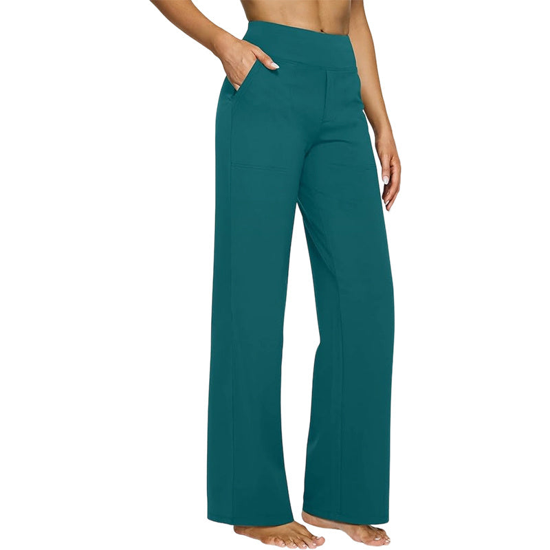 Women's Yoga Pants, Wide Leg Pants with Pockets, High Waist, Stretchy, Casual Sweatpants, Available in Petite/Regular/Tall Sizes