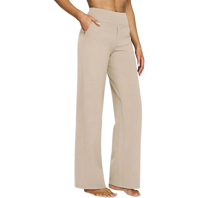 Women's Yoga Pants, Wide Leg Pants with Pockets, High Waist, Stretchy, Casual Sweatpants, Available in Petite/Regular/Tall Sizes