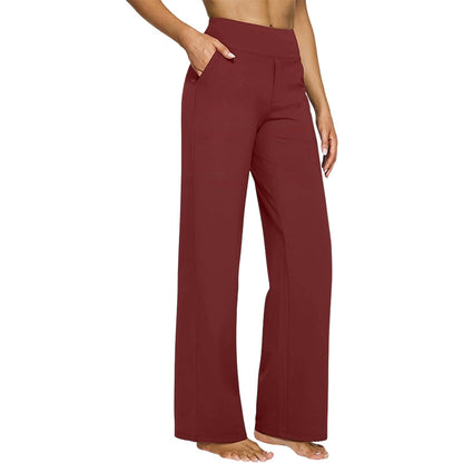 Women's Yoga Pants, Wide Leg Pants with Pockets, High Waist, Stretchy, Casual Sweatpants, Available in Petite/Regular/Tall Sizes