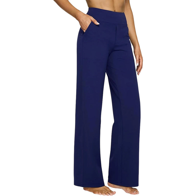 Women's Yoga Pants, Wide Leg Pants with Pockets, High Waist, Stretchy, Casual Sweatpants, Available in Petite/Regular/Tall Sizes