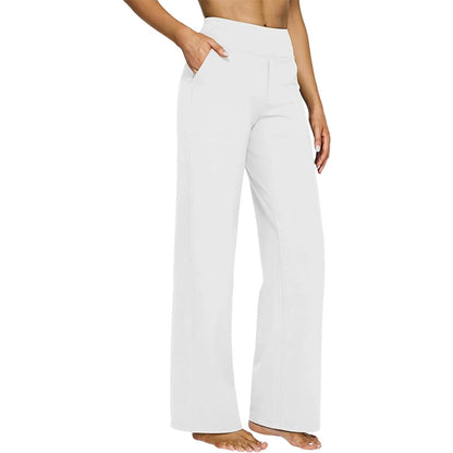 Women's Yoga Pants, Wide Leg Pants with Pockets, High Waist, Stretchy, Casual Sweatpants, Available in Petite/Regular/Tall Sizes