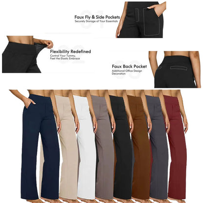 Women's Yoga Pants, Wide Leg Pants with Pockets, High Waist, Stretchy, Casual Sweatpants, Available in Petite/Regular/Tall Sizes