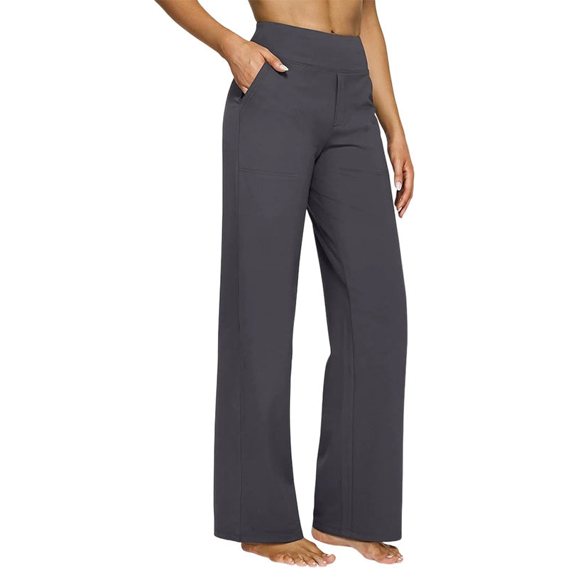Women's Yoga Pants, Wide Leg Pants with Pockets, High Waist, Stretchy, Casual Sweatpants, Available in Petite/Regular/Tall Sizes