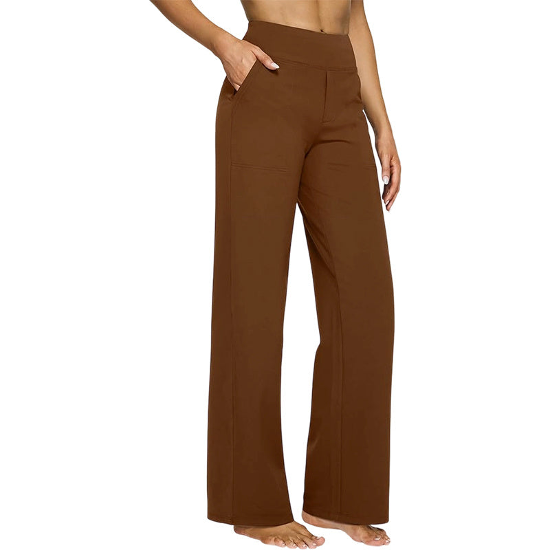 Women's Yoga Pants, Wide Leg Pants with Pockets, High Waist, Stretchy, Casual Sweatpants, Available in Petite/Regular/Tall Sizes