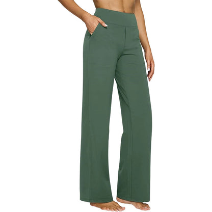 Women's Yoga Pants, Wide Leg Pants with Pockets, High Waist, Stretchy, Casual Sweatpants, Available in Petite/Regular/Tall Sizes